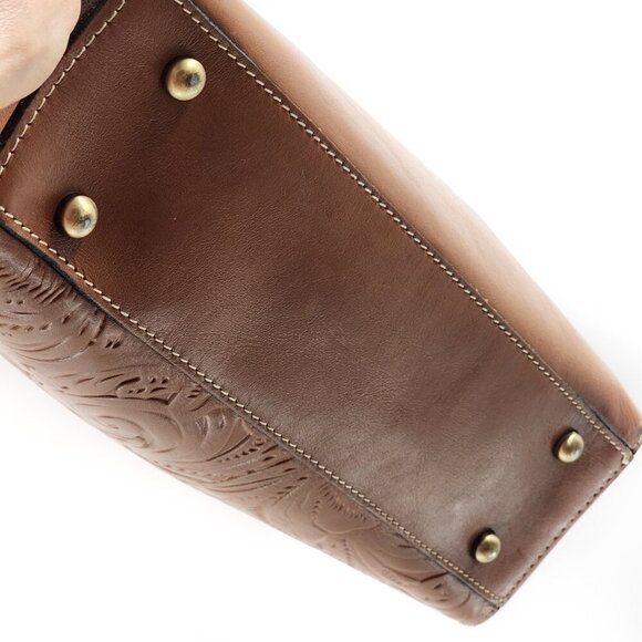 PATRICIA NASH Zancona Tooled Florence Brown Cognac Leather Tote - Picture 7 of 9